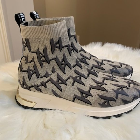 New Karl Lagerfeld Paris Sock Logo Boot Sneakers - Picture 3 of 8